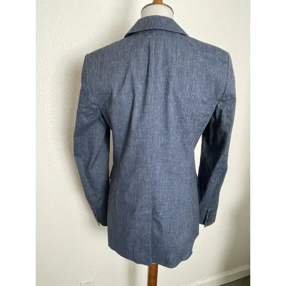 Michael Kors Blazer Chambray Single Breast Stretch Blue Fall Classic